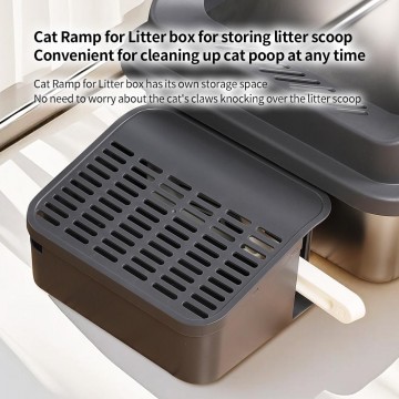 Rubeku Litter Box Hooded Stainless Steel Grey